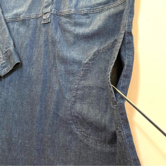 J. Jill Denim Jean Shirt Dress Size Small Petite Quarter Button Chambray Pockets - Picture 9 of 15